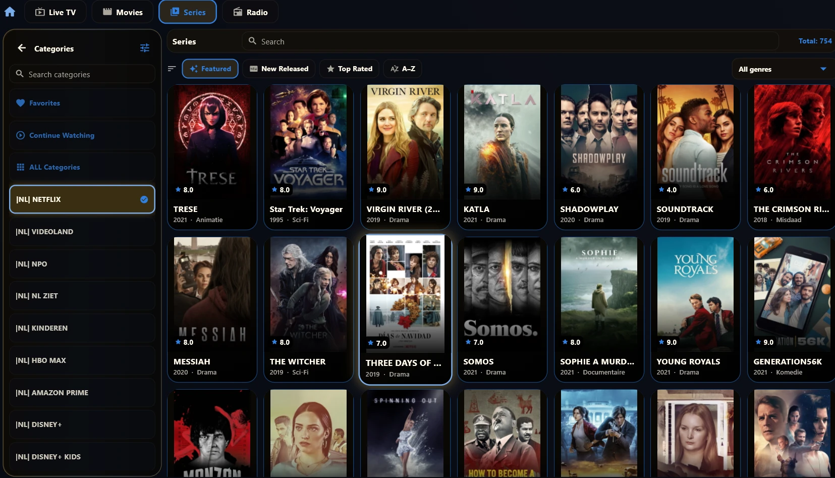 Trex IPTV series library
